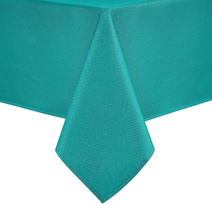 Hiasan 60 X 102 Inch Rectangle Textured Tablecloth - Waterproof Spillproof Antiwrinkle Jacquard Table Cloth for Kitchen and Dining Dinner, Outdoor Picnic, Holiday and Parties, Turquoise