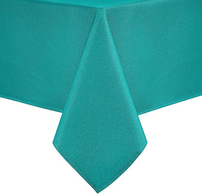 Hiasan 60 X 102 Inch Rectangle Textured Tablecloth - Waterproof Spillproof Antiwrinkle Jacquard Table Cloth for Kitchen and Dining Dinner, Outdoor Picnic, Holiday and Parties, Turquoise