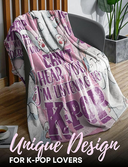 Huglanket Kpop Gifts for Teen Girl K Pop Lovers, Kpop Merch Stuff Blanket for Women for Birthday, Christmas, Cats, 50"x 65"