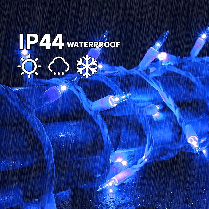 LAMPHOME Blue Christmas Lights Set 100 Count 19.6 Feet Incandescent Bulb Mini String Lights for Indoor Christmas Tree Garland Birthday Wedding Party Festival Decoration, White Wire