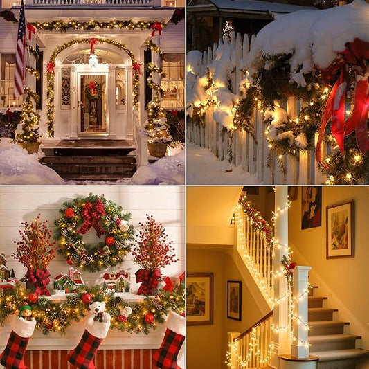 197FT 600 LED Christmas Lights Outdoor, Warm White Christmas Tree Lights Plug in, 8 Modes Twinkle String Light for Bedroom Wedding Party Ceiling Xmas Home Decorations