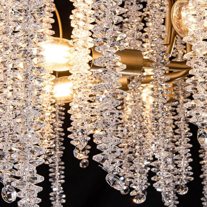 TOCHIC Modern Crystal Chandelier Gold Luxury 8-Lights Chandeliers Light Fixture Round Tree Branch Chandelier for Dining Living Room, Bedroom, Bathroom, Foyer, 31.5" W
