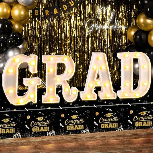 Graduation Decorations 2026, 4 Pcs Marquee Light Up Letter Grad Sign, Graduation Centerpieces for Table, Class of 2026 Decorations for College High School, Grad Party Decor Indoor Outdoor