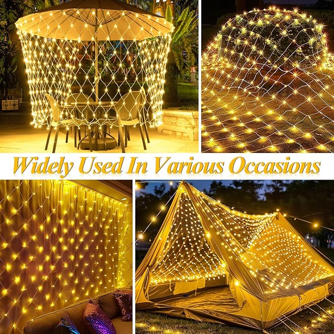 LitHome 21ft x 5ft Christmas Net Lights, 360 LED Mesh Fairy String Lights with 8 Modes, Connectable Plug in Waterproof Mesh Lights for Bushed,Trees,Yard,Patio,Garden Decorations(Warm White)