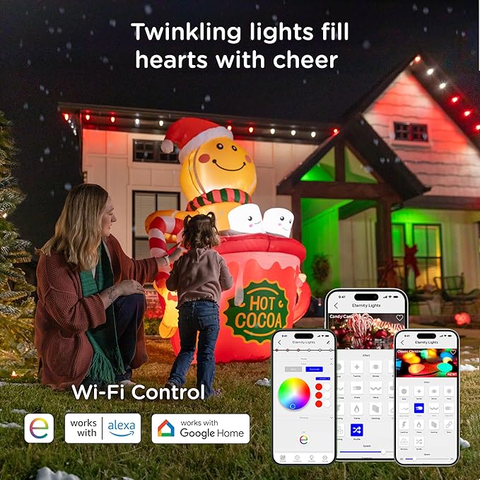 Enbrighten Vibe Eternity Permanent Outdoor Lights Extension Only, 16.5ft with 12 RGBWIC LEDs, Not for Standalone Use, Enbrighten 50ft or 100ft Eternity Lights Needed, Extendable up to 200ft, 81104