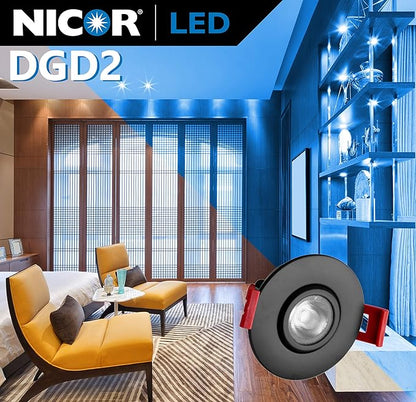 NICOR Lighting 2 inch LED Gimbal Recessed Downlight in Nickel, 5000K (DGD211205KRDNK)