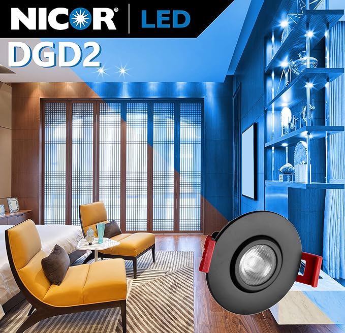 NICOR Lighting 2 inch LED Gimbal Recessed Downlight in White, 5000K (DGD211205KRDWH)