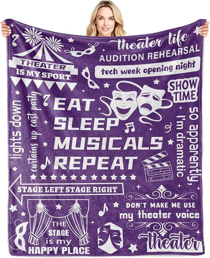 Theater Gifts Blanket 60"x50", Musical Theater Gifts, Gifts for Theatre Lovers, Broadway Musical Blanket for Women, Christmas Birthday Gift for Actors