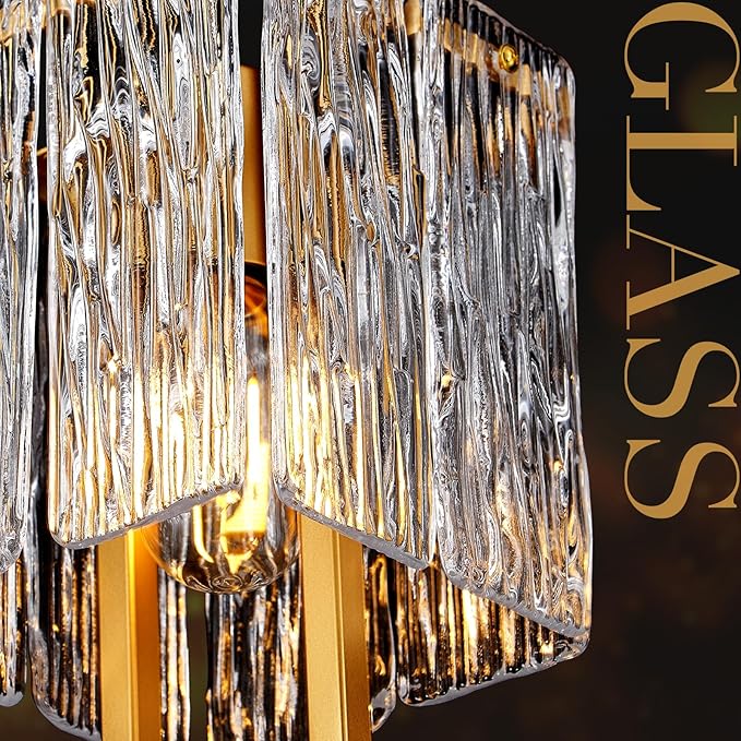 Modern Gold Pendant Light Fixtures for Kitchen Island and Dining Room, Industrial Mini Small Hanging Crystal Chandelier Lights Fixture for Entryway Hallway Foyer Living Room Bedroom 1-Pack