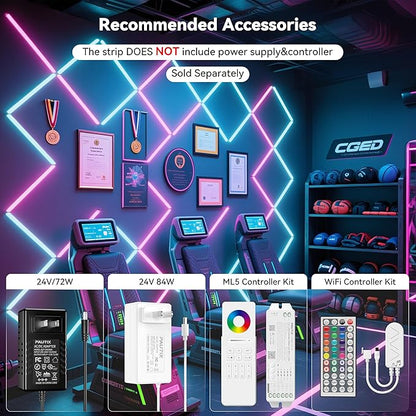 PAUTIX RGB COB LED Strip Light,UL Listed 24V Color Changing LED Strip Lights,Multicolor Flexible Tape Light for Cabinet,Room,Bedroom,Party DIY Lighting Projects(Power Supply & Controller Not Included)