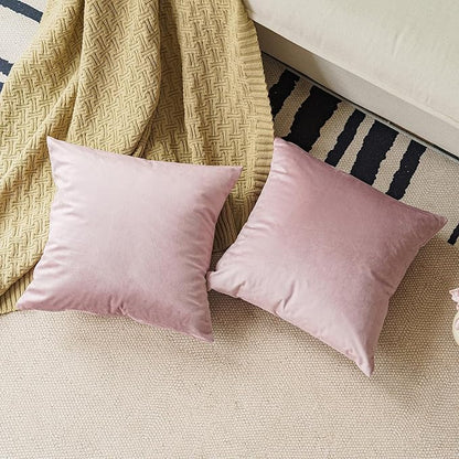 NiNi ALL Decorative Throw Pillow Covers Pack of 2, Velvet Throw Pillow Cases for Couch Pillows Cover Bedroom Living Room Outdoor Pillow Covers 22x22 Inch Dusty Pink