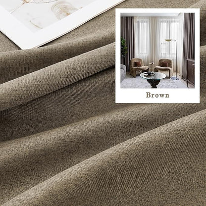 DUALIFE Faux Linen Full Blackout Curtains Vertical Drapes for Patio Sliding Glass Door,Back Tab Pinch Pleated Window Treatment Curtains,W84 x L96,2 Panels Set,Chocolate Brown
