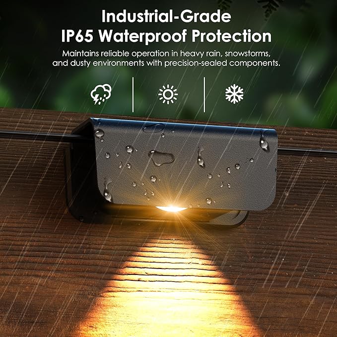 Outdoor Fence Lights, 10 Pack Deck Lights, Waterproof Stairs Light with Bright Lens LED, Warm Yellow, Security Wall Lamps for Patio, Backyard, Deck, Fence, Railing