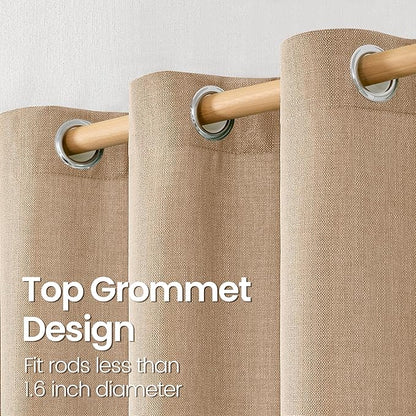 BGment Curtains 72 Inches Long for Living Room, Flax Linen Curtains Burlap Textured Thick Light Filtering Privacy Grommet Window Curtain Drapes for Bedroom, 2 Panels, 52 x 72 Inch, Tan