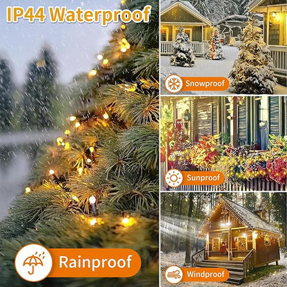 RPGT Christmas Light 1000 LEDs 336ft Green Cable Wire Fairy String Tree Twinkle Lights Plug in 12 Modes for, Outdoor, Garden, Wedding, Christmas Party, Home Decoration (Warm White)
