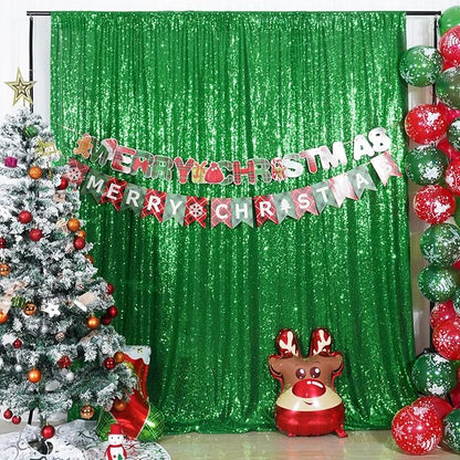 Poise3EHome Green Sequin Backdrop, 6FT x 8FT Sequin Photography Backdrop Curtain for Christmas St. Patrick's Day Party Decoration