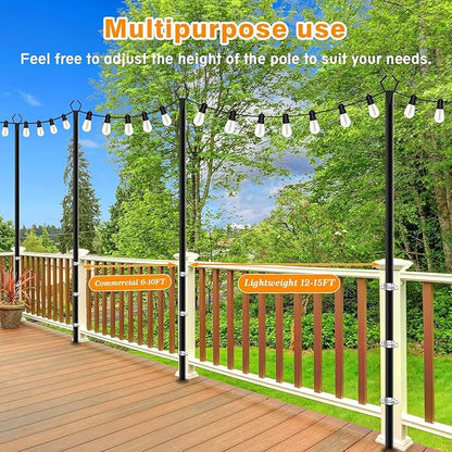 LETIANPAI 10 Pack String Light Poles,10 Ft Metal Poles with Fork for Outdoor String Lights,Outdoor Light Poles with Fork,Poles/Post/Stand for Outside