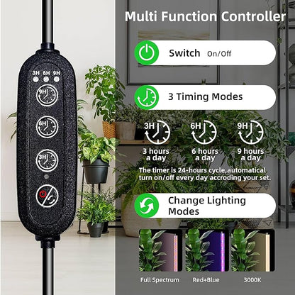 Standing Grow Light for Indoor Plants with Timer,42W Full Spectrum Vertical Grow Lights for Indoor Plants,4FT T8 243LED Plant Lights for Indoor Growing with On/Off Timer Function, 2 Pack
