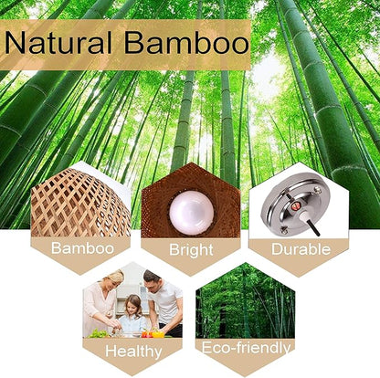 Bamboo Light Fixtures, 3 Headlights E26 E27 Retro Rustic Bamboo Wicker Rattan Chandelier Ceiling Hanging Light for Living Room Bedroom Farmhouse Restaurant Cafe Teahouse Bar Dining Room Club