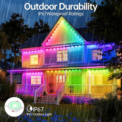 Permanent Outdoor Lights 330ft RGB+IC Outdoor String Lights App Control,Works with Alexa,Google Assistant IP67 Waterproof,100 Scene Modes Decoration for Home Christmas,Halloween,Holiday(165ftX2pack)