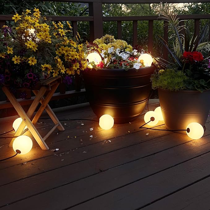 Brightech Orb Outdoor Indoor String Lights - Connectable Set of 2 Frosted Lantern LED String with Weatherproof Globe Lights - Commercial Grade Light Strand for Patio, Porch - 60 Ft, 20 Bulbs Total