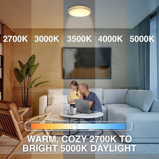 Sylvania 16" Saturn Ring LED Light Fixture, 35W, 5 Temperature Select, Dimmable, 2500 LMS, Brushed Nickel, for Family Rooms/Hallways/Kitchens/Bedrooms - 1 Pack (67229)