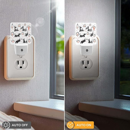 LED Night Light Lamp with Smart Sensor Dusk to Dawn Sensor,Dog Sketch Animal Scottie Terrier Night Light Daylight White,0.5W Plug-into Wall for Adults,Bedroom,Bathroom,Hallway,Kitchen