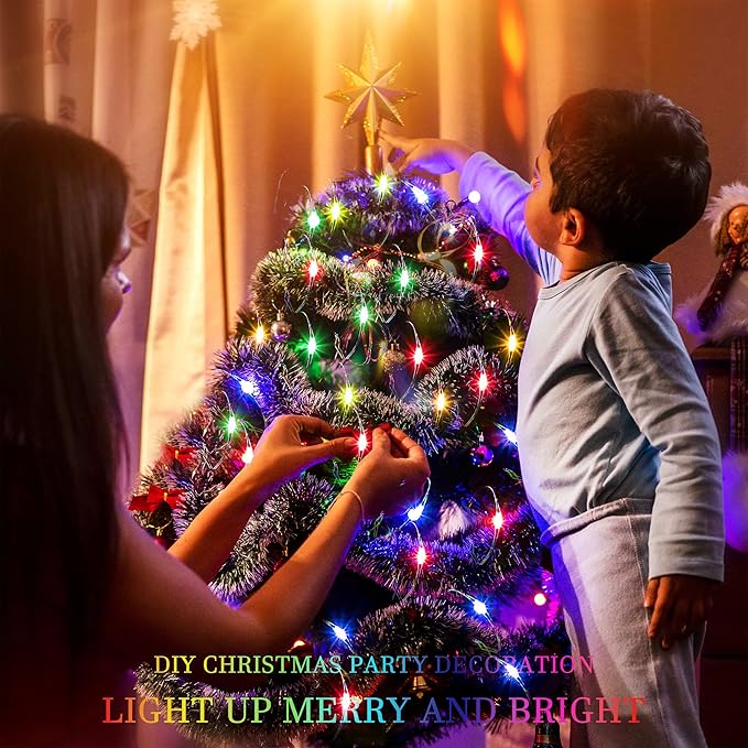 SmilingTown Christmas Fairy Lights Battery Operated-15 Packs 20 LED 6.6FT Silver Wire String Lights Firefly Starry Lights for DIY Custom Wedding Party Table Centerpiece Decoration (Multicolor)