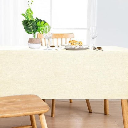 Hiasan Faux Linen Rectangle Tablecloth - Wrinkle and Stain Resistant Washable Table Cloth for Kitchen Dining Room Holiday Table Cover for Dinner, Champagne, 54 x 108 Inch