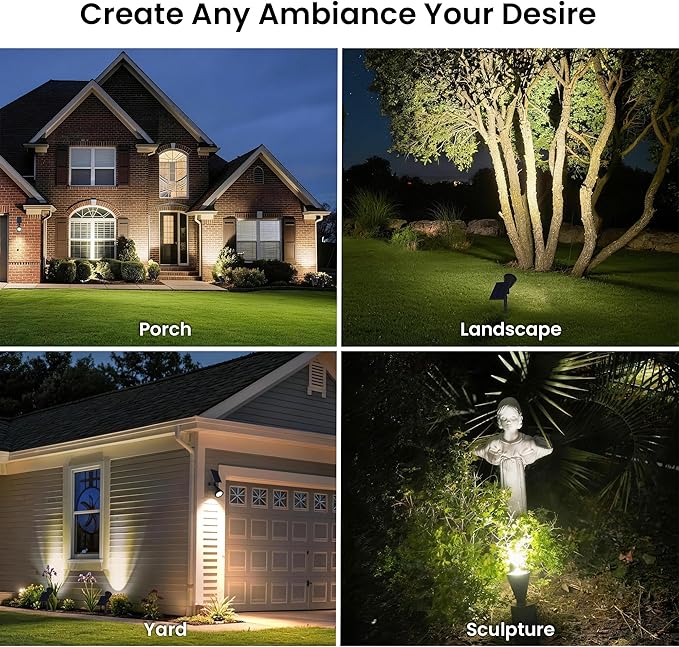 Solar Lights Outdoor Waterproof IP65,6500K Super Bright LED,2 Lighting Modes, Solar Powered Yard Garden Solar Spot Lights for Flag Landscape Auto On/Off-1 Pack