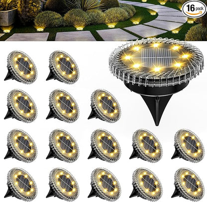 PATIOWIN 16 Pack Small Solar Ground Lights, Pathway Lights Waterproof, Outdoor Solar Light for Garden, Driveway, Walkway, Backyard (Warm White)