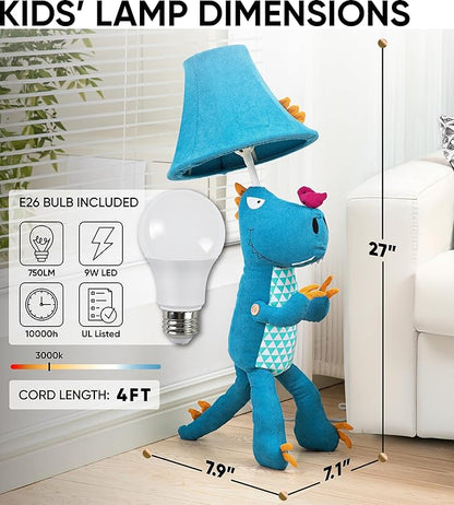 Dinosaur Kids Lamp for Boys Bedroom - 27", Boys Lamp for Kids Room - Cute Christmas Gifts, Birthday Gifts for All Ages: Toddler Girls, Children, Grandkids 3 4 5 and Up Years Old, Sister, Brother