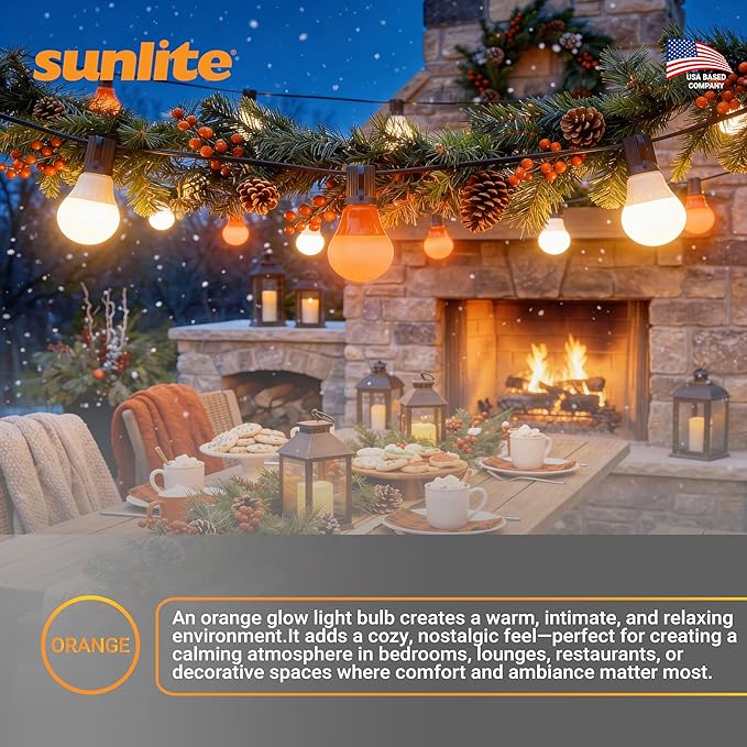 Sunlite A19/3W/O/LED LED A19 Colored Light Bulb, 3 Watts (25w Equivalent), E26 Medium Base, Non-Dimmable, UL Listed, 1 Count (Pack of 1), Orange