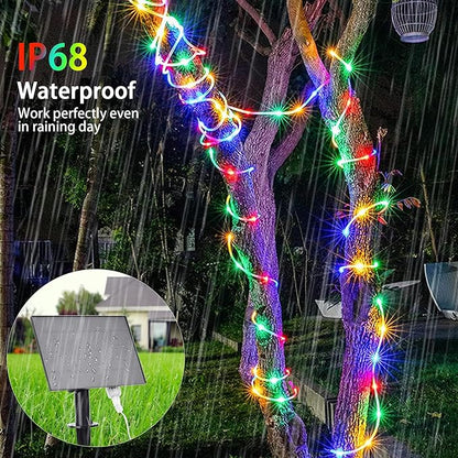 Nazuwke 66FT Solar Rope Lights Outdoor Waterproof, 18 Colors Changing 200 LED String Light USB & Solar Powered with Remote, Tube Light Fairy Lighting for Outside Patio Fence Pool Christmas Decor