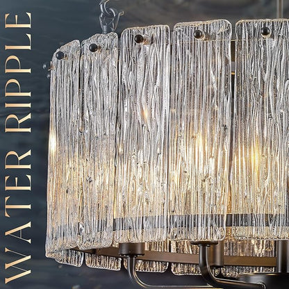 CATINER Black Drum Chandelier 6-Light Modern Crystal Glass Chandeliers 20" Luxury Ceiling Pendant Light Fixture for Entryway Foyer Dining Room Bedroom Kitchen