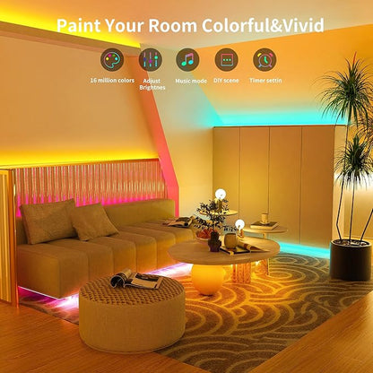 Ledagic Led Lights for Bedroom 55ft 540Leds Music Sync Color Changing Led Strip Lights with 60 Key Remote and App Control RGB Led Light Strip for Home Party Room Decoration