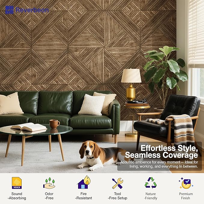 Acoustic Panels Sound Absorbing, 23.6×23.6 Inch 6 Pcs, Acoustic Wall Panels for Medium to Large Rooms, Decorative Sound Treatment for Echo Reduction in Home Offices, Bedrooms & Recording Studios
