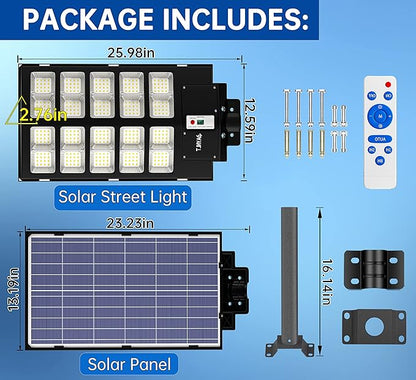 JAYNLT Y-5200W Solar Street Lights Outdoor,Commercial Parking Lot Lights Dusk to Dawn, Waterproof Solar Security Flood Lights with Motion Sensor and Remote for Yard, Garage, Driveway