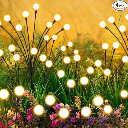 Solar Lights Outdoor-4Pack 32LEDs Solar Garden Firefly Lights Outside,Solar Powered Light Outdoor and Garden Decorative IP65 Waterproof,Yard Patio Pathway Decor,Gardening Gifts for Women,Warm White