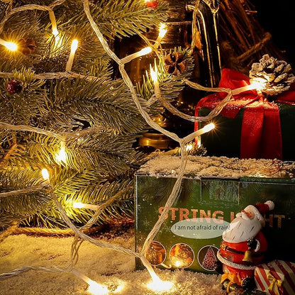 Warm White Christmas Lights,33ft 100LED String Lights,Twinkle Lights Plug in with 8 Modes, Indoor Outdoor for Holiday, Wedding, Birthday,Valentine's Day and Christmas Decor-Warm White