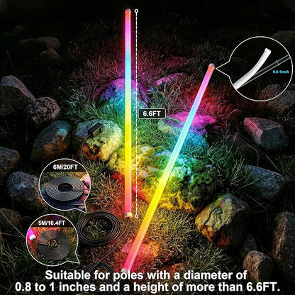 AILBTON 2-Pack 6.6FT RGB+IC Neon Ambient Light for Poles,Outdoor Clip-on Chasing Effect Lighting, Waterproof Neon Atmosphere Lights for Patio Outdoor Living Camping Party
