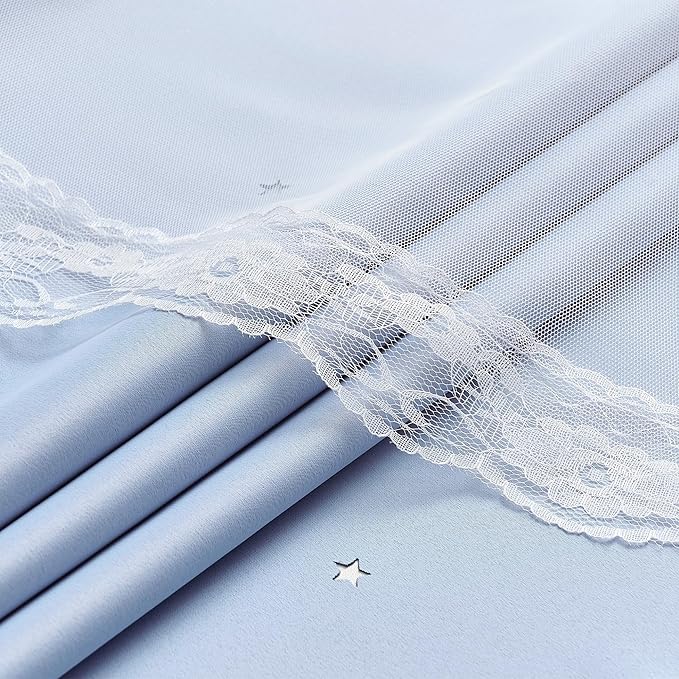 XiDi Light Blue Blackout Curtains for Girls Kids Bedroom Living Room 45 Inches Long 2 Panels Star Curtains Boys Room Darkening Thermal Insulated Drapes Grommet Noise Reduction Window Treatments 52x45