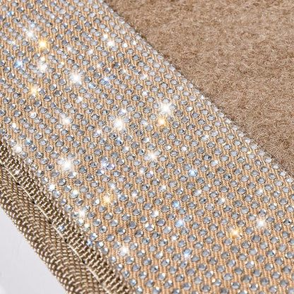 CAR PASS Bling Car Mats Shining Diamond Carpet Crystal Rhinestones Sparkly Glitter Floor Mats with Anti-Slip PVC Heel Pad Universal Fit for Automotive SUV, Sedan, Car, Van, 4pcs for Girl Women, Beige