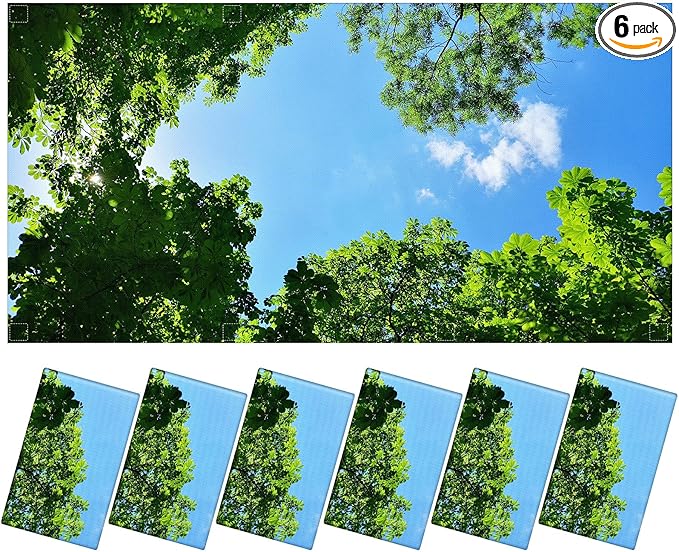 6 Pcs Fluorescent Light Covers for Ceiling Lights with 48 Magnets Decorative Magnetic Light Filters for Classroom Office Kitchen Decoration(Tree)