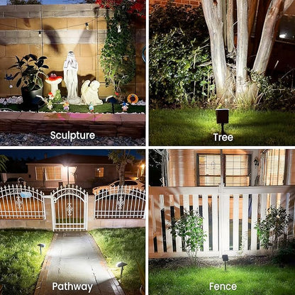 Solar Lights Outdoor Waterproof IP65, Super Bright LED with Lens, 6500K 2 Lighting Modes, Solar Powered Yard Garden Solar Spot Lights for Outside Landscape Auto On/Off - 8 Pack