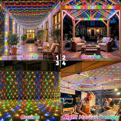 LitHome 10 x 10FT Gazebo Net Lights Outdoor, 280 LED Gazebo Lighting Waterproof, 8 Modes Connectable Net Lights with Timer, Multicolor Christmas Mesh Light Plug in for Bushes, Pergolas, Garden Decor