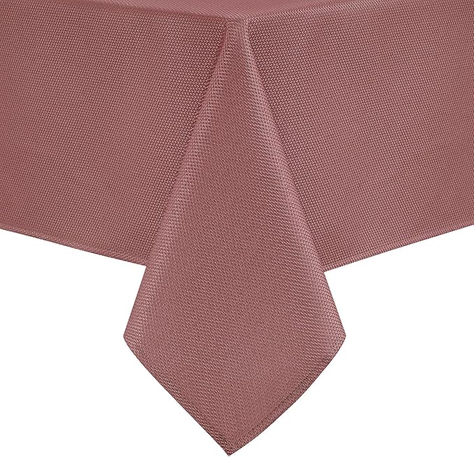 Hiasan 60 X 120 Inch Rectangle Textured Tablecloth - Waterproof Spillproof Antiwrinkle Jacquard Table Cloth for Kitchen and Dining Dinner, Outdoor Picnic, Holiday and Parties, Dusty Rose