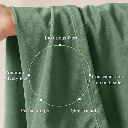 StangH Emerald Green Velvet Curtains - Room Darkening Thermal Insulated Velvet Drapes for Bedroom, Living Room, Home Theater - Super Soft Window Treatment with Pleat Tape, 52 x 84 Inch, 2 Panels