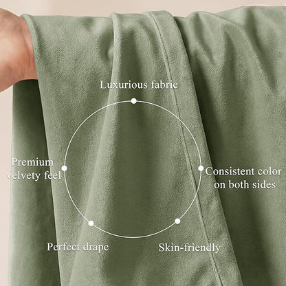 StangH Sage Green Velvet Curtains 84 inches 2 Panels - Thermal Insulated Light Blocking Privacy Drapes for Bedroom/Living Room/Dining Room/Home Office, W52 x L84
