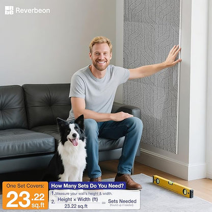 6 PCS Acoustic Panels, 23.6x23.6 Inch Sound Absorbing Panels, Decorative Acoustic Wall Panels for Recording and Home Studio, Office with Double-Sided Adhesive Tape